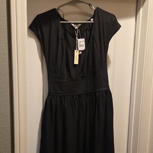 Max Studio Black Cap-Sleeve Midi Dress